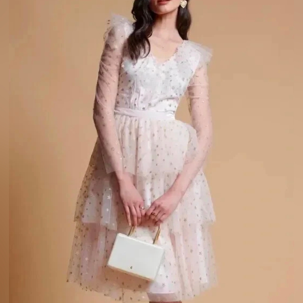 NEW.Rachel Parcell. Starry Long Sleeve Dress